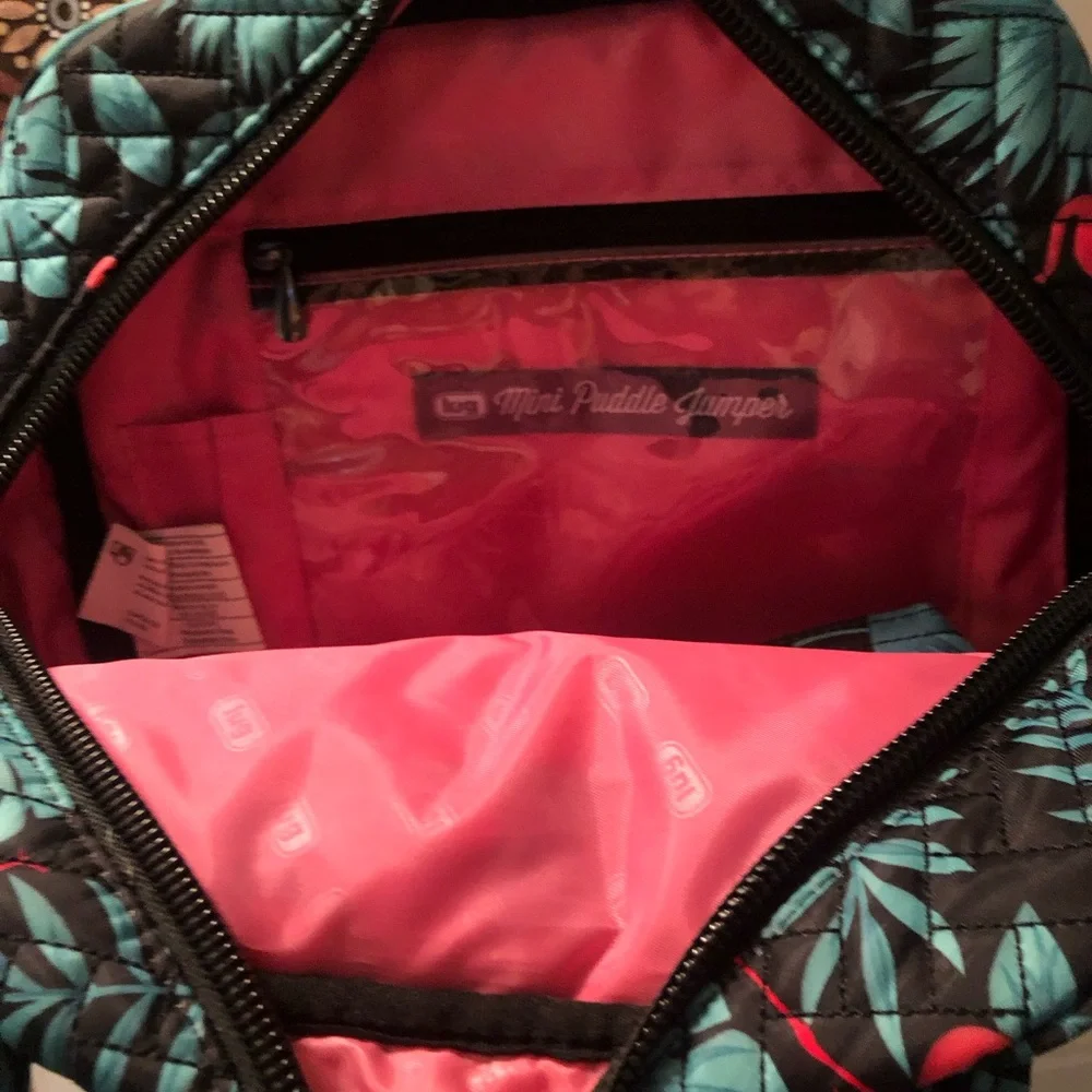 lug quilted teal and pink flamingo print Mini puddle jumper bag - pack .